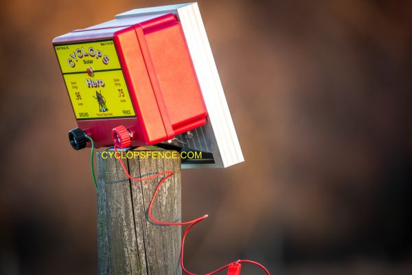 Solar powered fence charger from cyclops